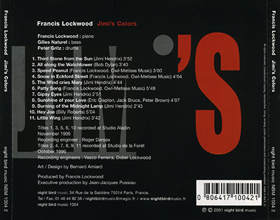 Francis Lockwood CD Jimi's Colors Night Bird tray out